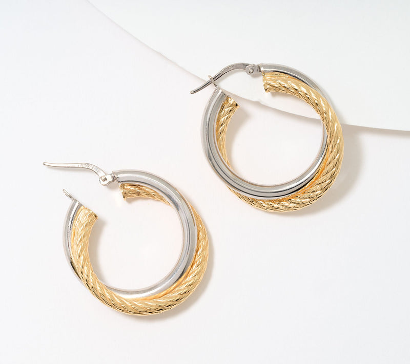 David Markstein Bronze Double Twist Ribbed & Polished 1" Hoops — View 2