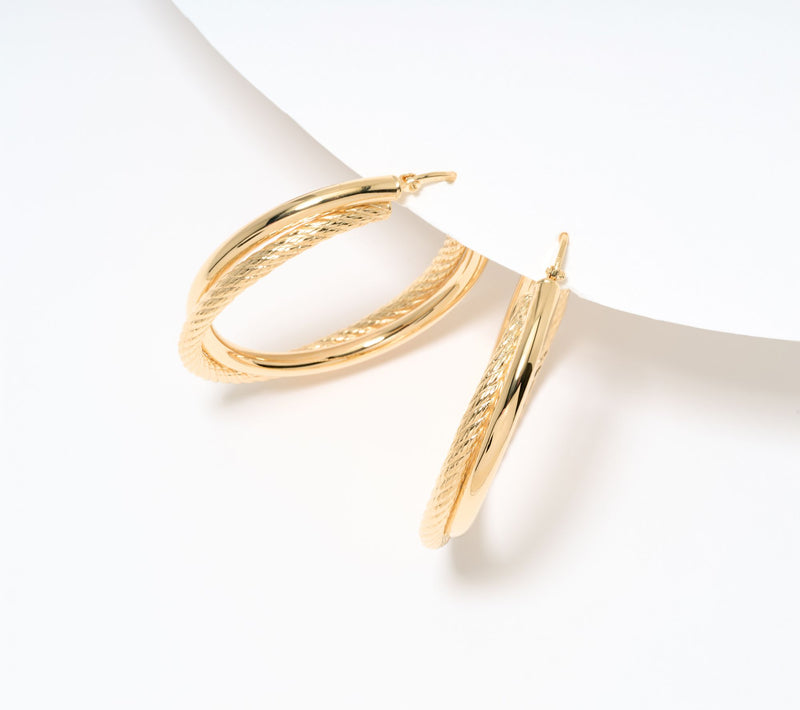 David Markstein Bronze Double Twist Ribbed & Polished 1 1/2" Hoops — View 11