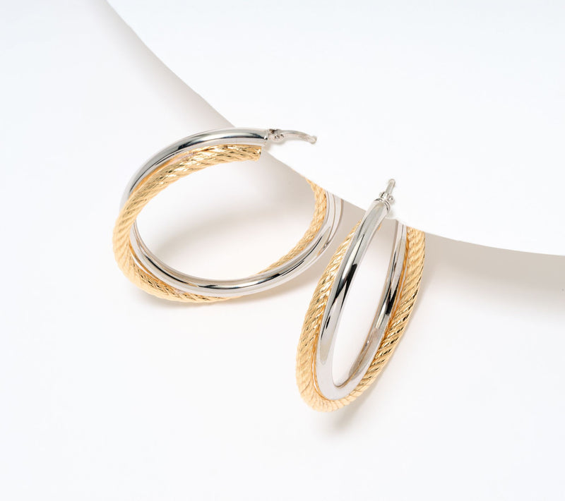David Markstein Bronze Double Twist Ribbed & Polished 1 1/2" Hoops — View 12