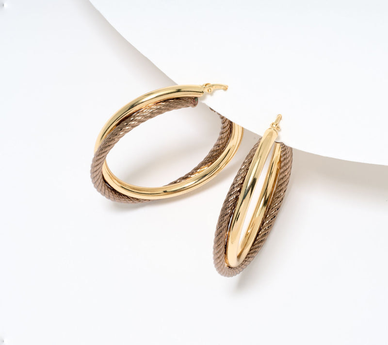 David Markstein Bronze Double Twist Ribbed & Polished 1 1/2" Hoops — View 13