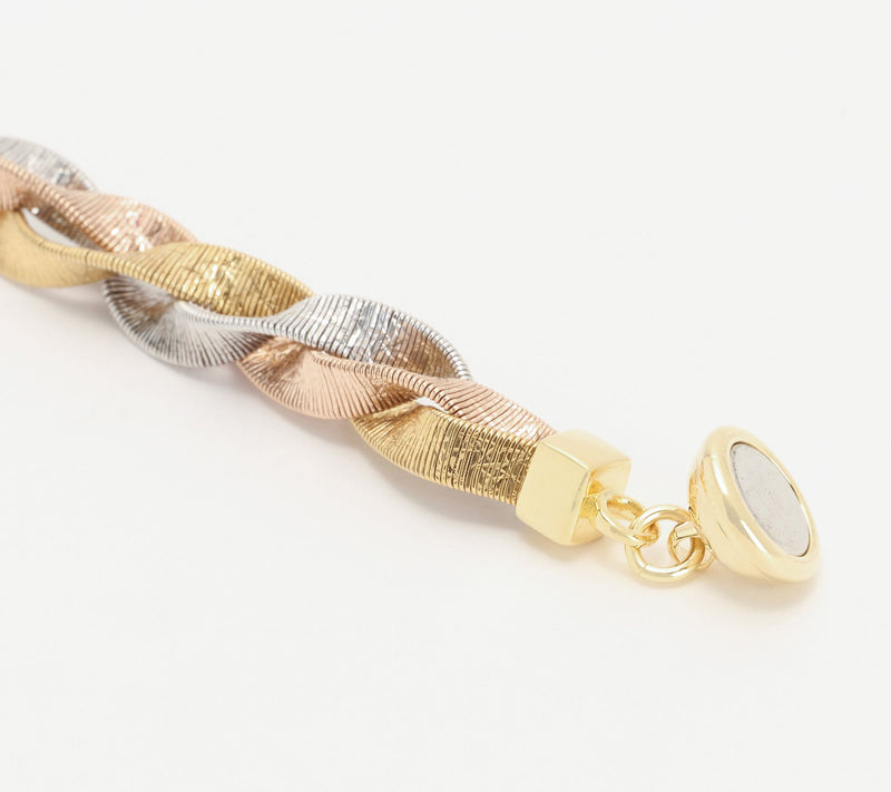 David Markstein Bronze Diamond Cut Braided Omega Bracelet w/ Magnet Clasp — View 4