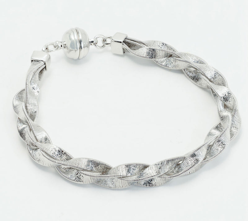 David Markstein Bronze Diamond Cut Braided Omega Bracelet w/ Magnet Clasp — View 11