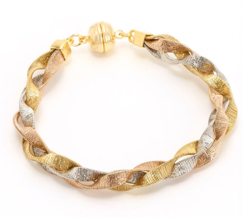 David Markstein Bronze Diamond Cut Braided Omega Bracelet w/ Magnet Clasp — Main view