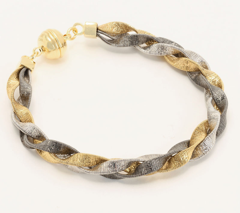 David Markstein Bronze Diamond Cut Braided Omega Bracelet w/ Magnet Clasp — View 13