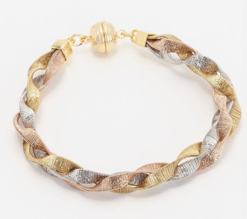 David Markstein Bronze Diamond Cut Braided Omega Bracelet w/ Magnet Clasp — View 15