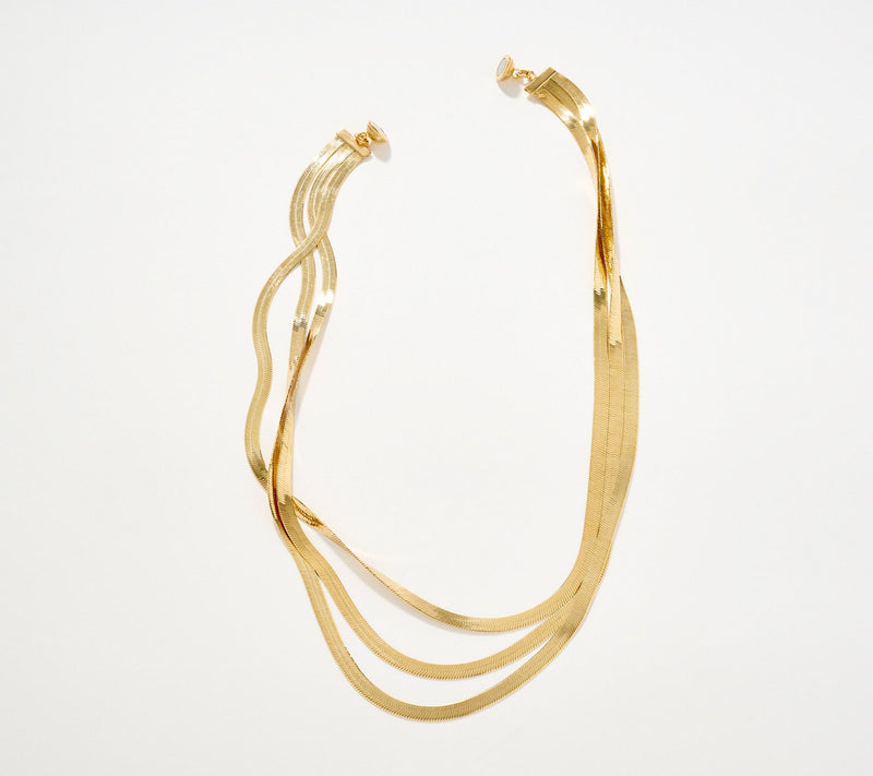 David Markstein Bronze Layered Herringbone 17" Necklace w/ Magnet Clasp — View 12