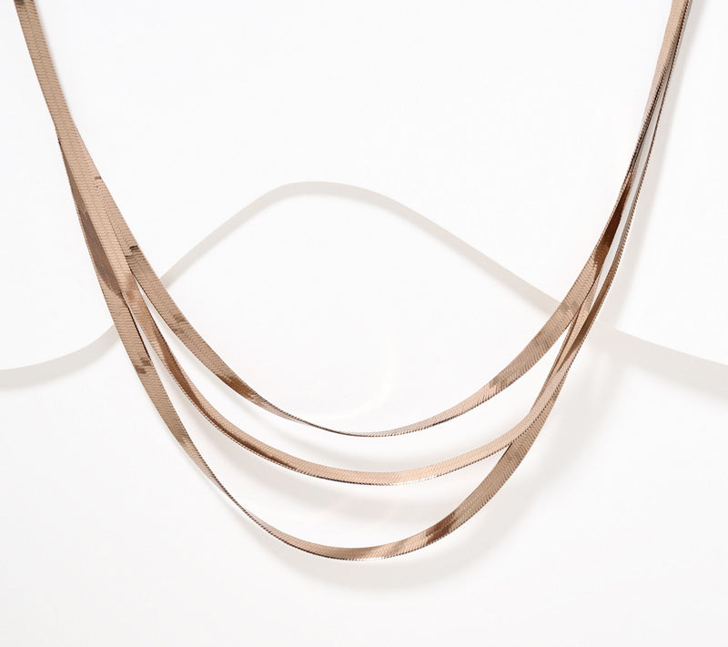 David Markstein Bronze Layered Herringbone 17" Necklace w/ Magnet Clasp — View 5
