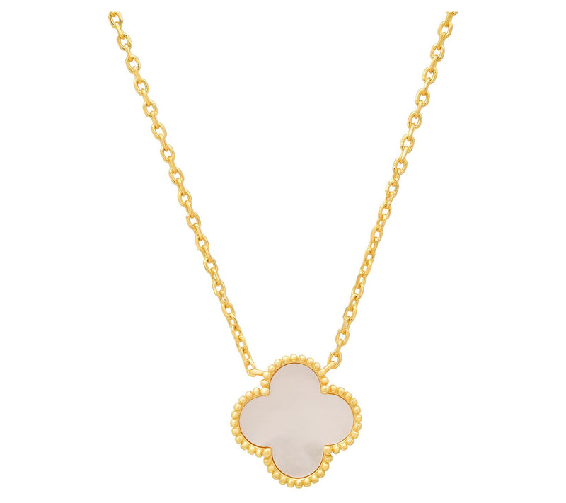 Sterling Silver Mother of Pearl Clover Necklace — View 5