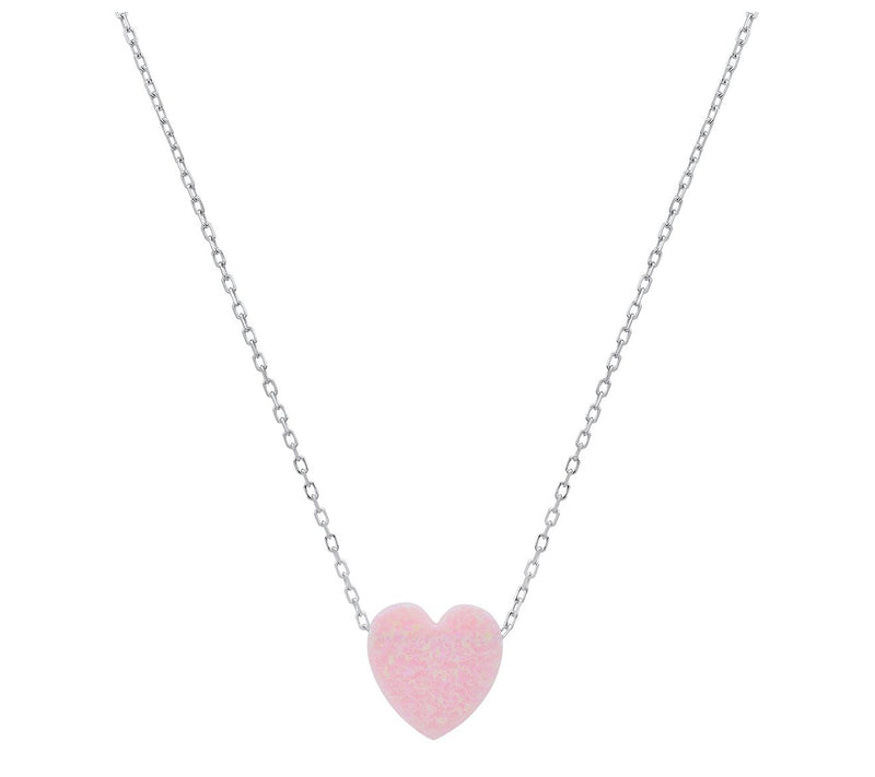 Sterling Silver Opal Heart Necklace — View 5