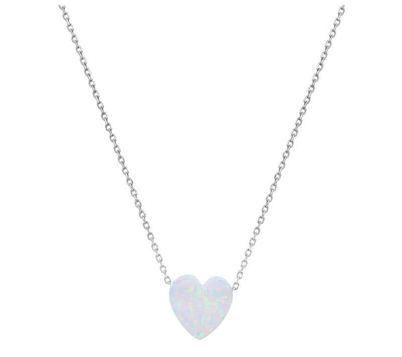 Sterling Silver Opal Heart Necklace — View 6