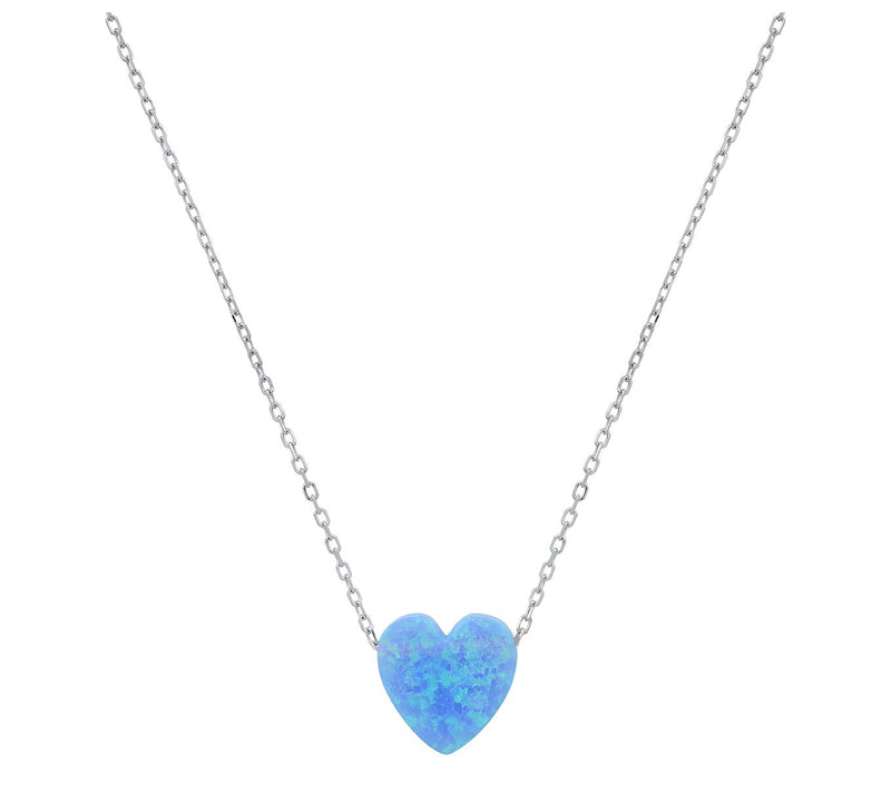 Sterling Silver Opal Heart Necklace — View 7