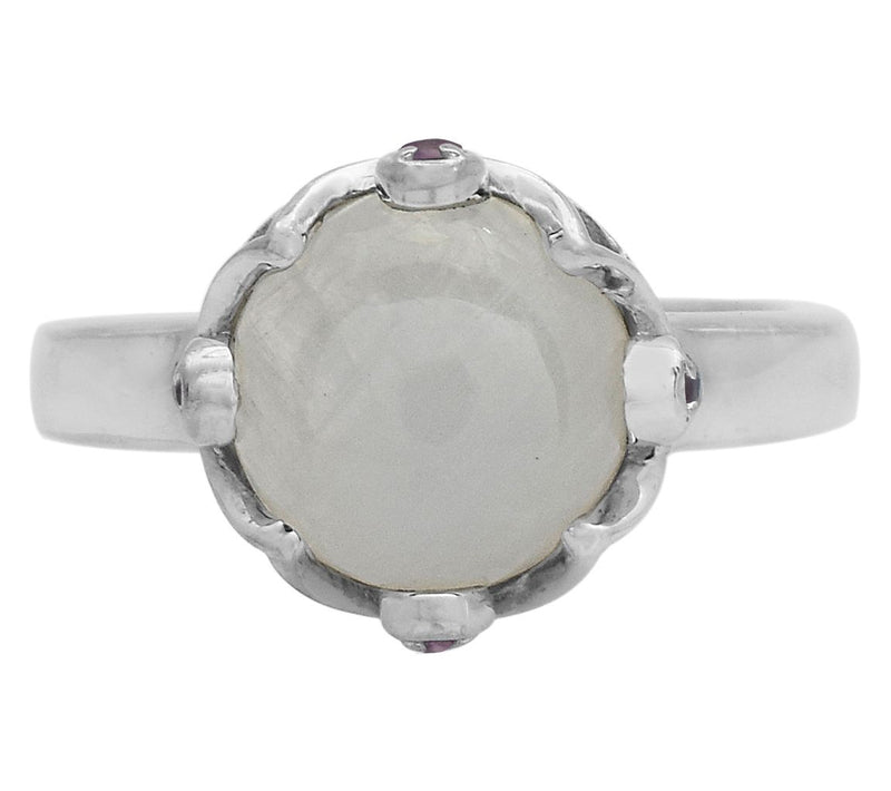 Affinity Gems Moonstone & Amethyst Accent Ring,Sterling — View 2