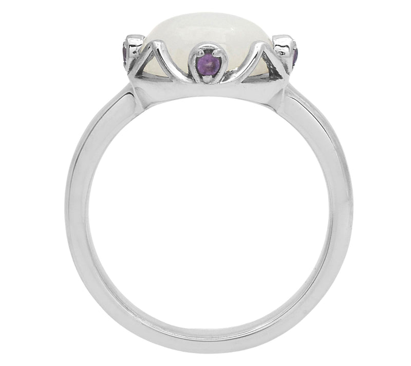 Affinity Gems Moonstone & Amethyst Accent Ring,Sterling — View 5