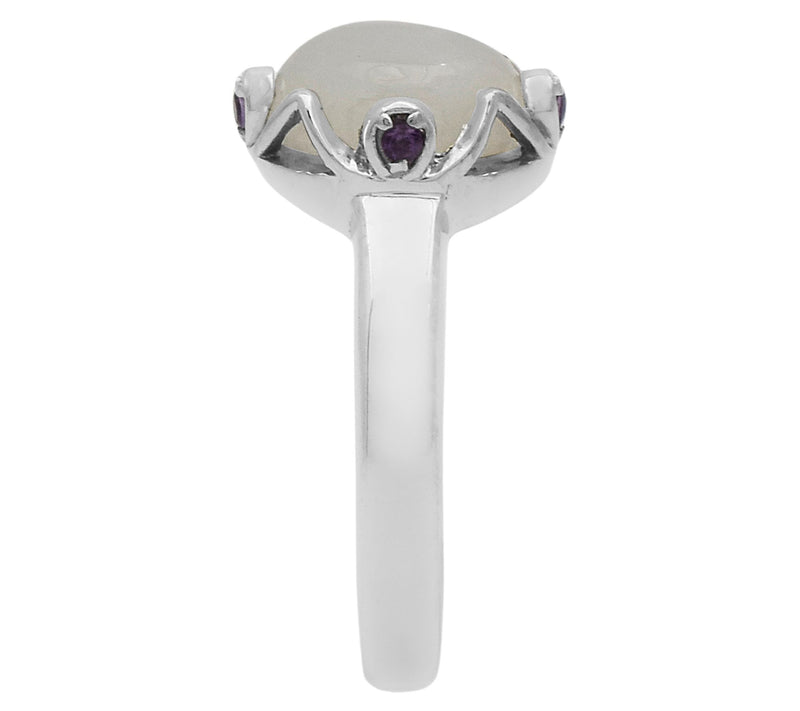 Affinity Gems Moonstone & Amethyst Accent Ring,Sterling — View 4