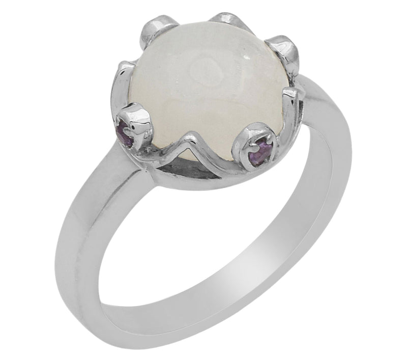 Affinity Gems Moonstone & Amethyst Accent Ring,Sterling — View 8