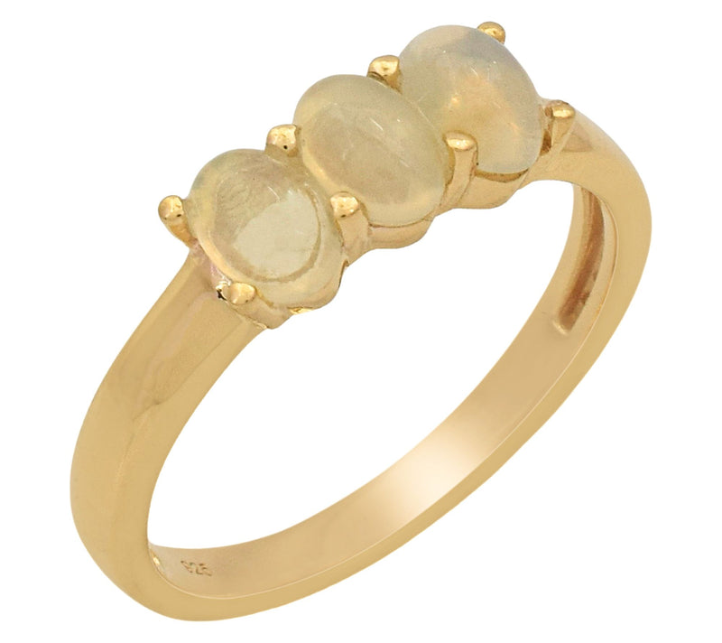 Affinity Gems Ethiopian Opal 3-Stone Ring, 14KGold Plated — View 8