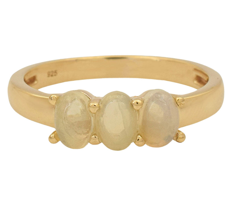 Affinity Gems Ethiopian Opal 3-Stone Ring, 14KGold Plated — View 2
