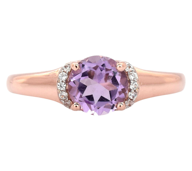 Affinity Gems Rose De France & Zircon Ring, 14KRose Plated — View 2