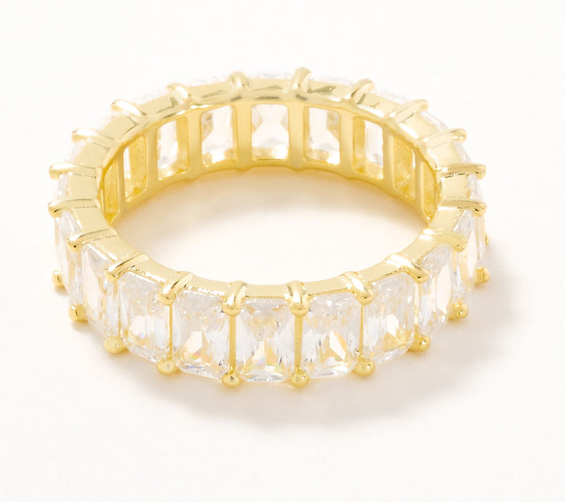 Diamonique Classics Baguette Eternity Band Ring, Sterling — Main view