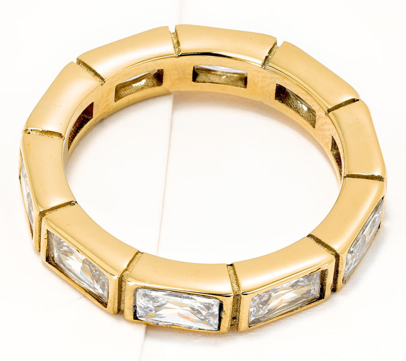 Steel by Diamonique Baguette Eternity Band — View 6