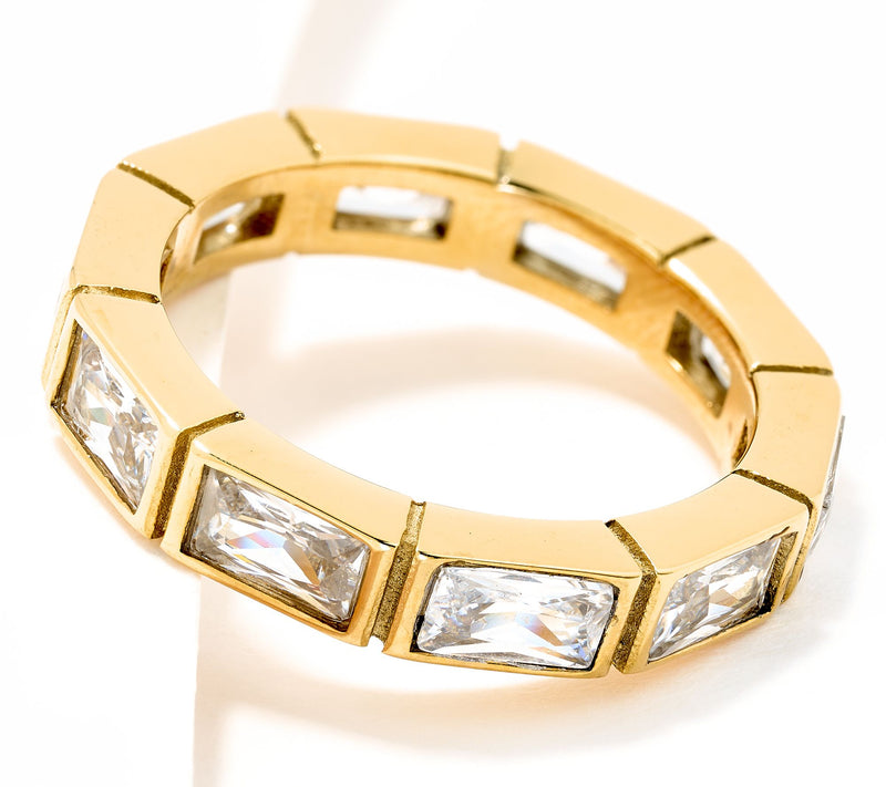 Steel by Diamonique Baguette Eternity Band — Main view