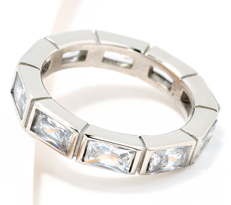 Steel by Diamonique Baguette Eternity Band — View 5