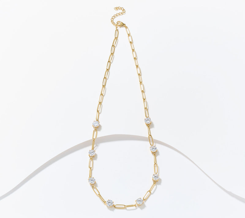 Steel by Diamonique Station & Link Necklace — View 6