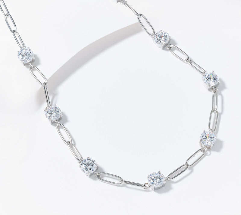 Steel by Diamonique Station & Link Necklace — View 5