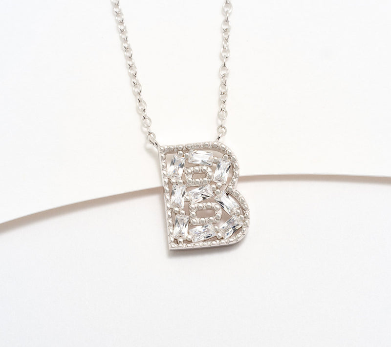Diamonique Pave Initial Necklace, Sterling Silver — View 32