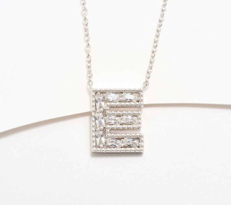 Diamonique Pave Initial Necklace, Sterling Silver — View 35