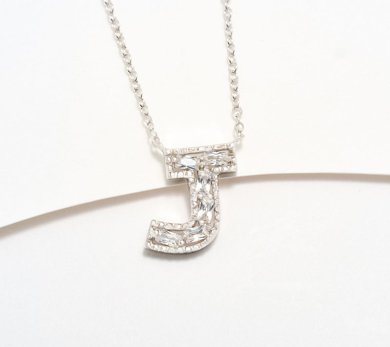 Diamonique Pave Initial Necklace, Sterling Silver — View 40