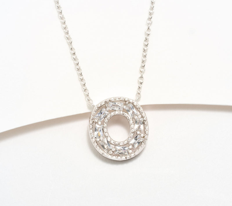 Diamonique Pave Initial Necklace, Sterling Silver — View 45