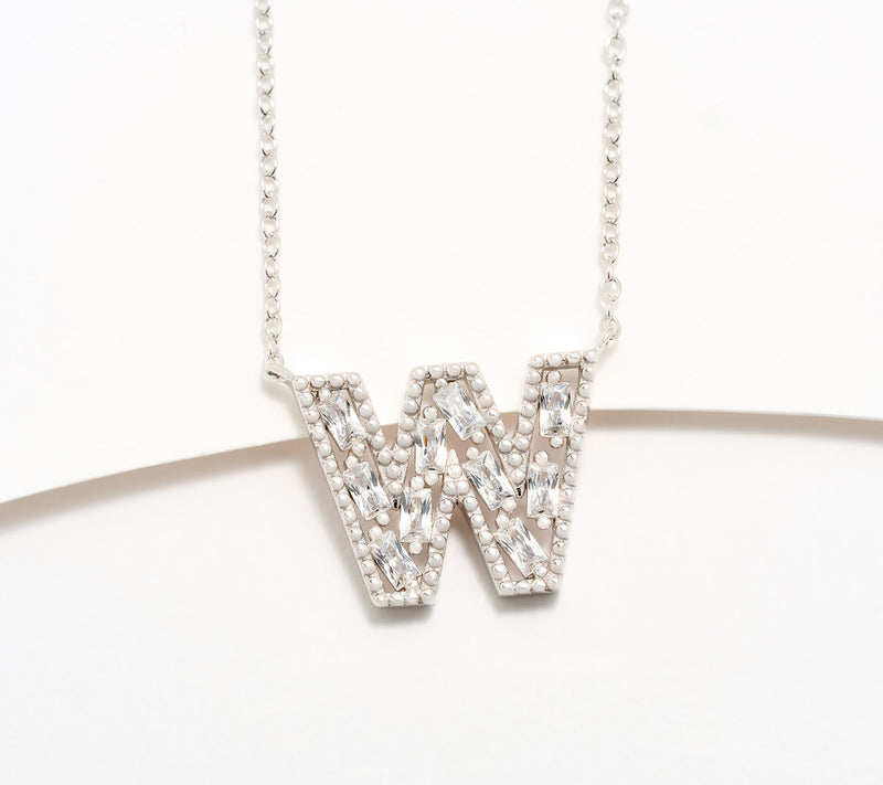 Diamonique Pave Initial Necklace, Sterling Silver — View 53