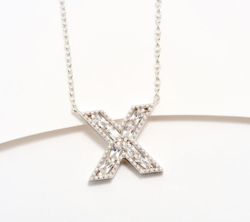 Diamonique Pave Initial Necklace, Sterling Silver — View 54