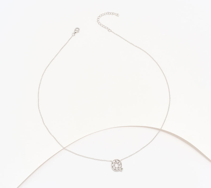 Diamonique Pave Initial Necklace, Sterling Silver — View 2