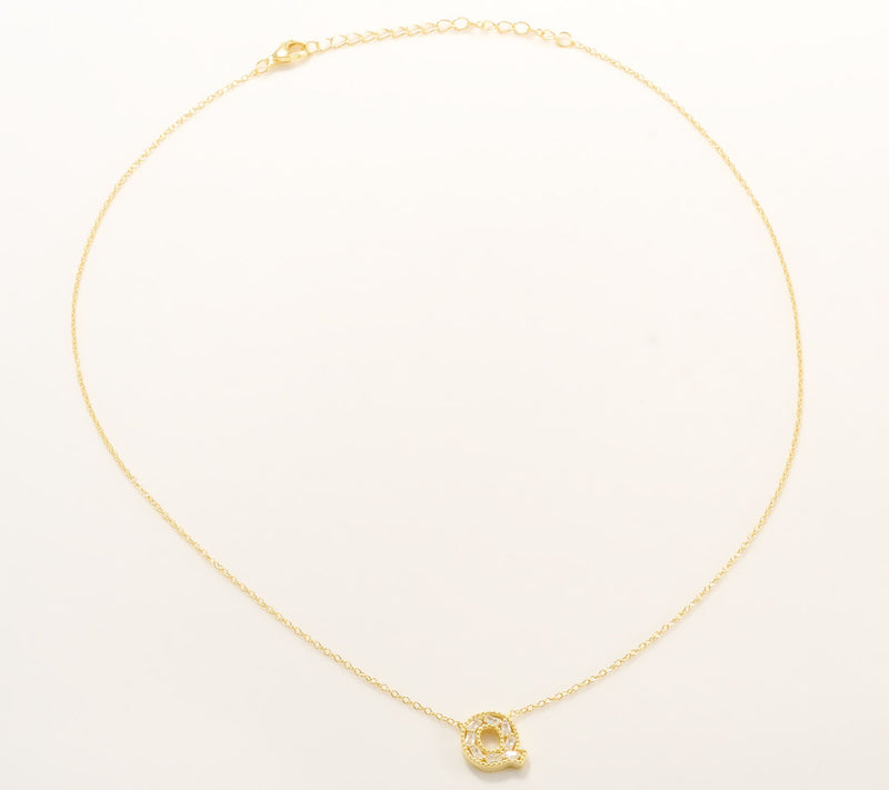 Diamonique Pave Initial Necklace, 14K Plated — View 3