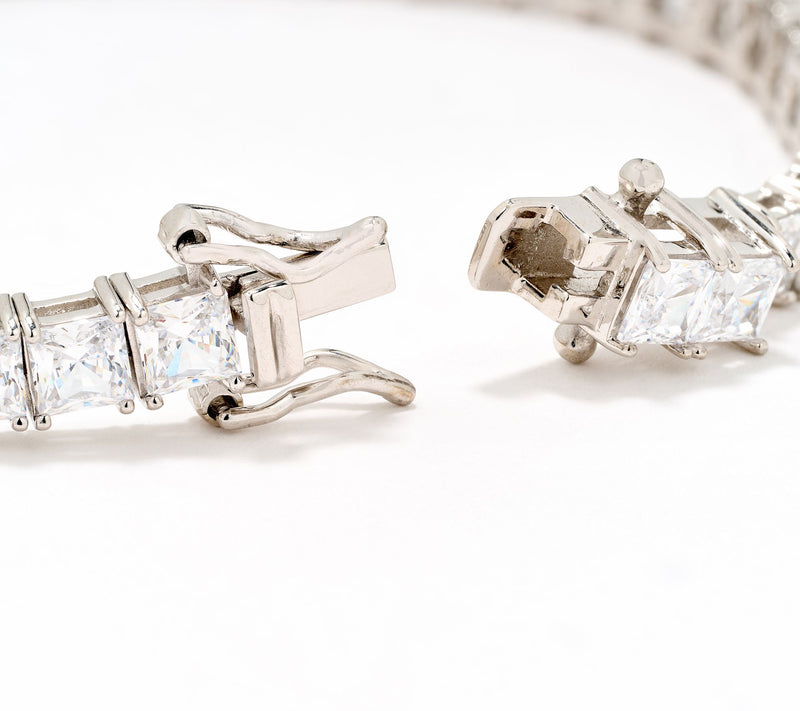 Diamonique Classics Princess Cut Tennis Bracelet Sterling Silver — View 2