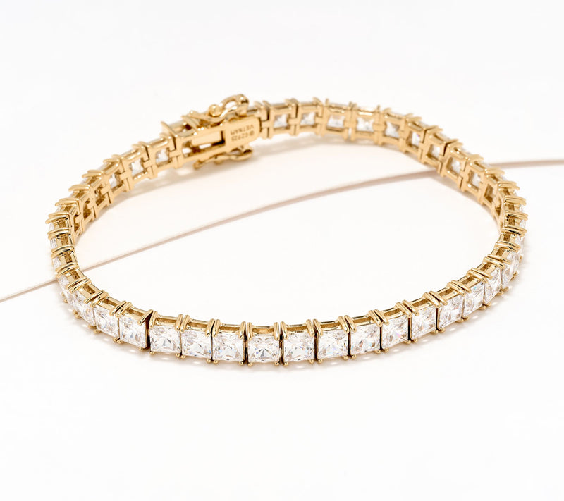 Diamonique Classics Princess Cut Tennis Bracelet Sterling Silver — View 6