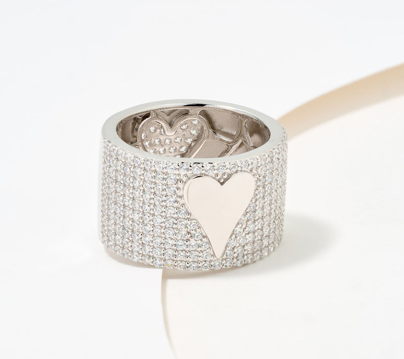 Diamonique x Jennifer Miller Reverse Pave Heart Motif Band Ring — Main view