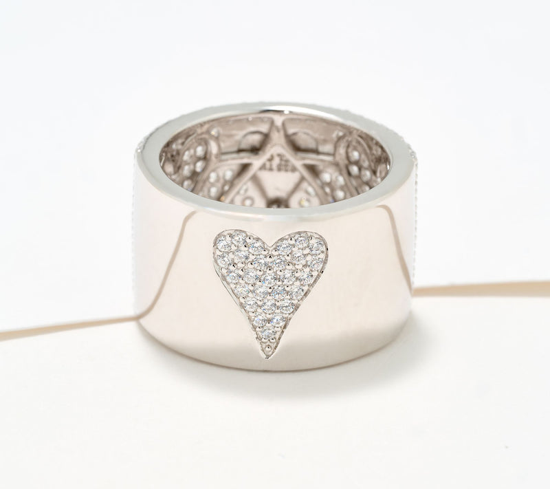 Diamonique x Jennifer Miller Reverse Pave Heart Motif Band Ring — View 4