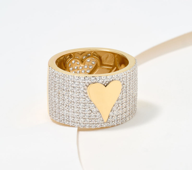 Diamonique x Jennifer Miller Reverse Pave Heart Motif Band Ring — View 3