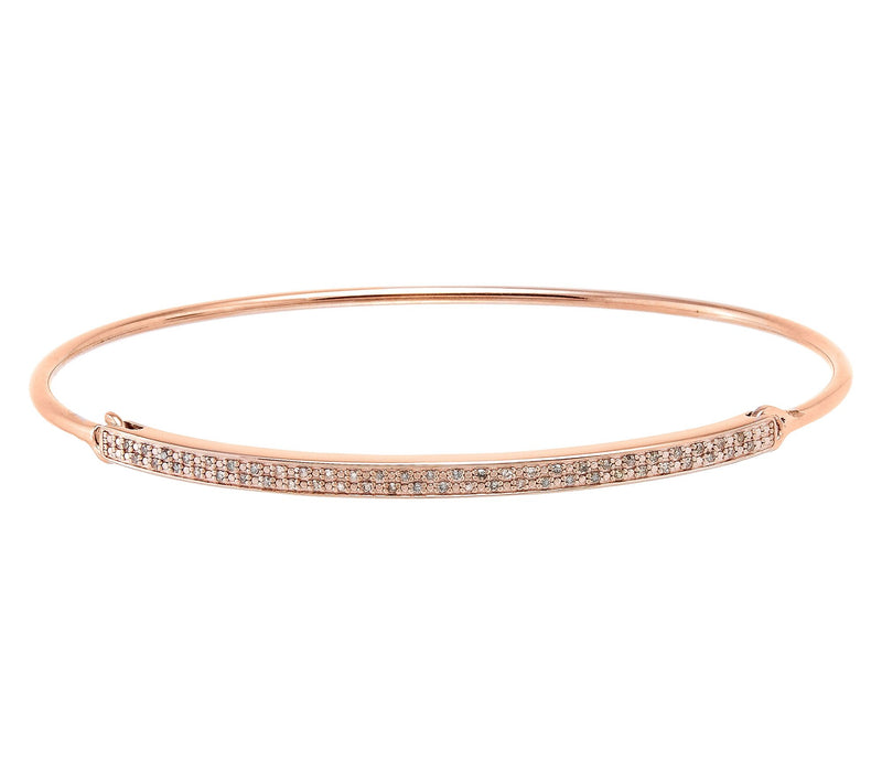 Accents by Affinity Pave Diamond Bangle, 14K Gold Plated — View 3