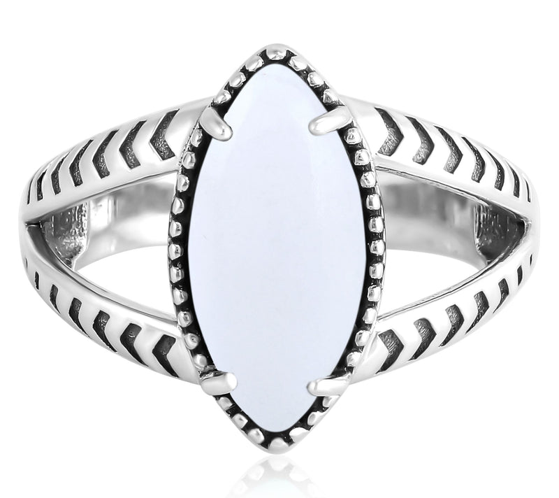 American West Sterling Marquise Gemstone SplitShank Ring — View 3