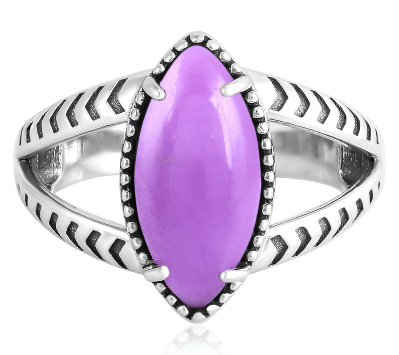 American West Sterling Marquise Gemstone SplitShank Ring — View 5