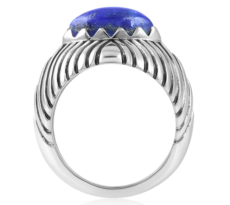 American West Sterling Marquise Gemstone RibbedRing — View 3