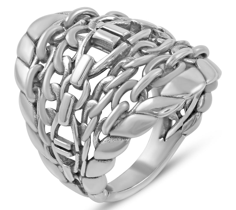 American West Sterling Silver Stirrup Chain Ring — Main view