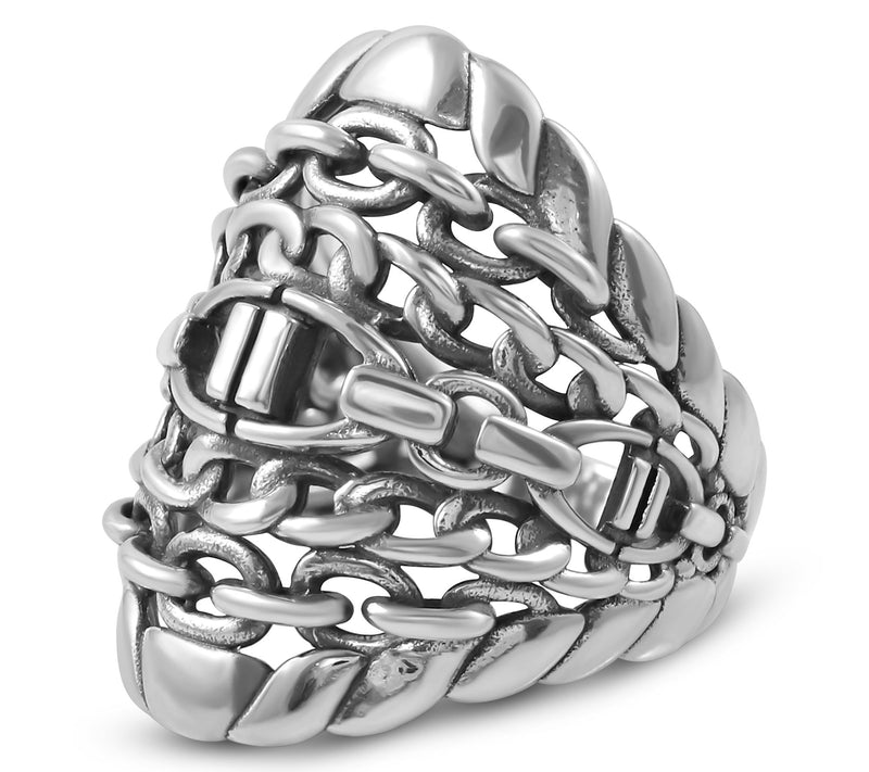 American West Sterling Silver Stirrup Chain Ring — View 3