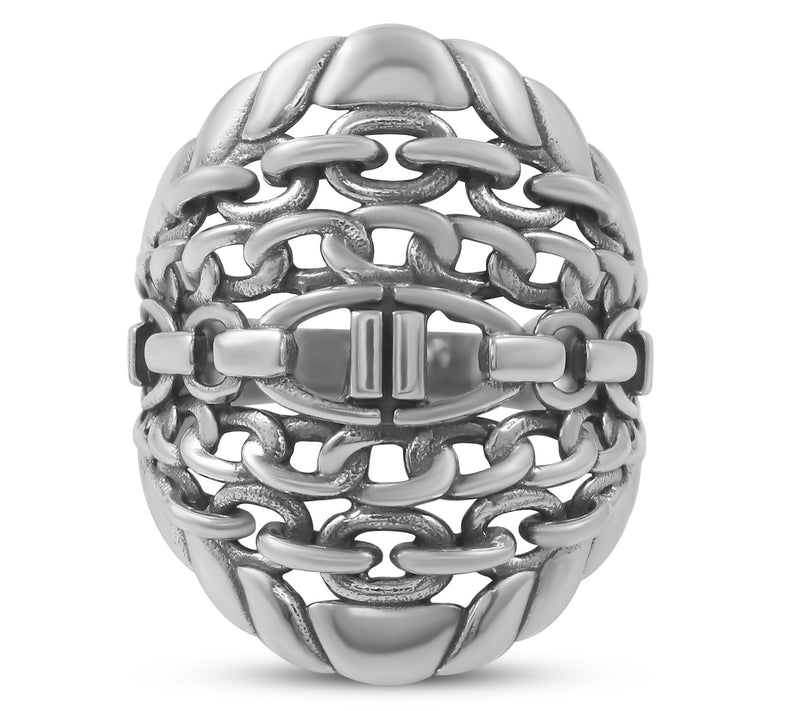 American West Sterling Silver Stirrup Chain Ring — View 2