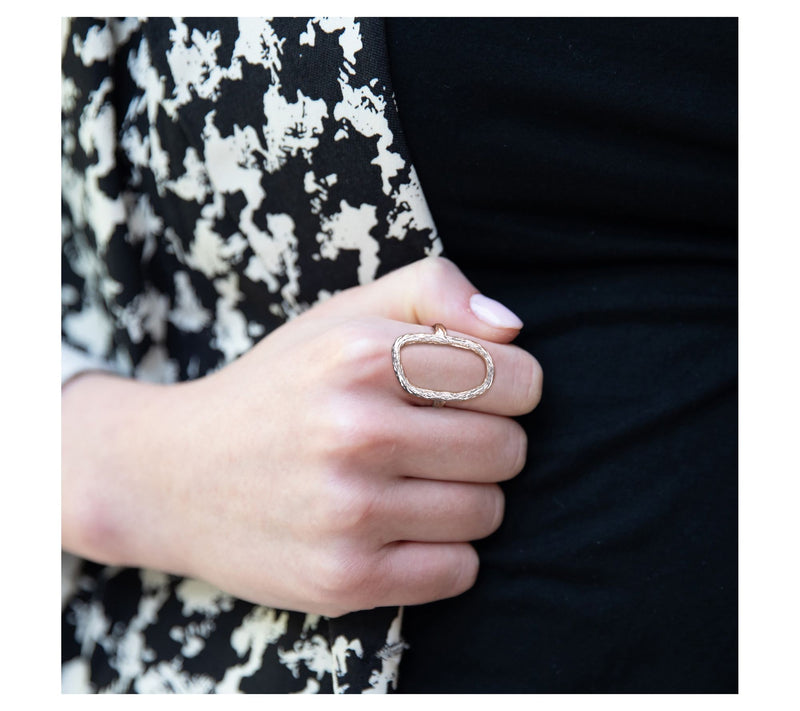 Or Paz Sterling Silver Elongated Oval Karma Ring — View 3