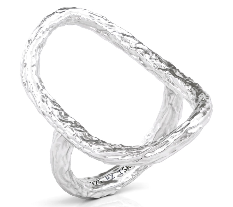 Or Paz Sterling Silver Elongated Oval Karma Ring — View 5